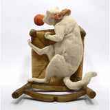 Vintage CAPODIMONTE 9" PORCELAIN 'CAT ON CHAIR' Ceramic Art Pottery "G. ARMANI"