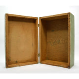 VTG/Antique WOOD TRINKET CHEST Old Green WOODEN FOLK ART BOX Hand-Painted Horse