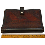 Vintage ITALIAN BIBLE COVER 8x11 Tooled Leather "SANTA BIBLIA" Snap Button "SM"