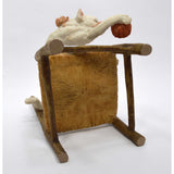 Vintage CAPODIMONTE 9" PORCELAIN 'CAT ON CHAIR' Ceramic Art Pottery "G. ARMANI"