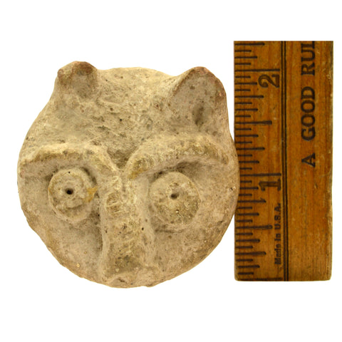 Ancient PRE-COLUMBIAN INDIAN WARRIOR HEAD Small 2" Pottery Shard TAINO or MAYAN