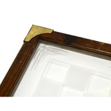 Vintage WOOD & FROSTED GLASS CHESS BOARD Checkers Game-Board with 1.75" SQUARES