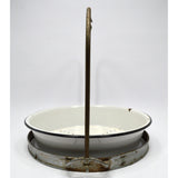 VTG/Antique PORCELAIN PRODUCE TRAY-PAN-BOWL for Hanging Scale with HOOK & FRAME!