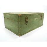 VTG/Antique WOOD TRINKET CHEST Old Green WOODEN FOLK ART BOX Hand-Painted Horse