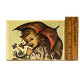 Vintage REUGE MUSIC BOX Stickered "EJB" Switzerland Made LITTLE GIRL w/ UMBRELLA