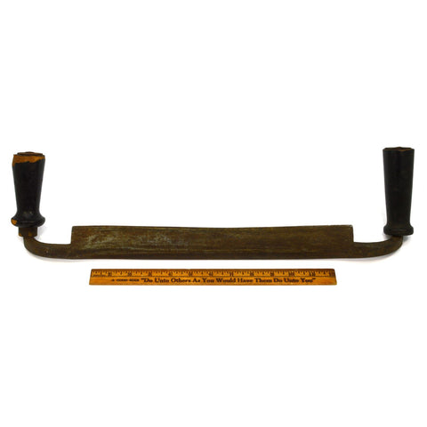 Antique LARGE 'SMALL-OFFSET' DRAW KNIFE 14" Blade JAPANNED WOOD HANDLES c.1850