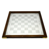 Vintage WOOD & FROSTED GLASS CHESS BOARD Checkers Game-Board with 1.75" SQUARES