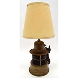 Vintage FOLK ART BRASS TABLE LAMP w/ Light Up RED GLASS RR LANTERN GLOBE Unique!