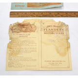Antique MAIL AD EPHEMERA "1913 FLANDERS MOTORCYCLES" Harris Brothers + ENVELOPE!