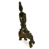 Antique SALVAGED BRASS ANDIRON FRONT (1-Piece Only) 13" Tall ART NOUVEAU FIREDOG