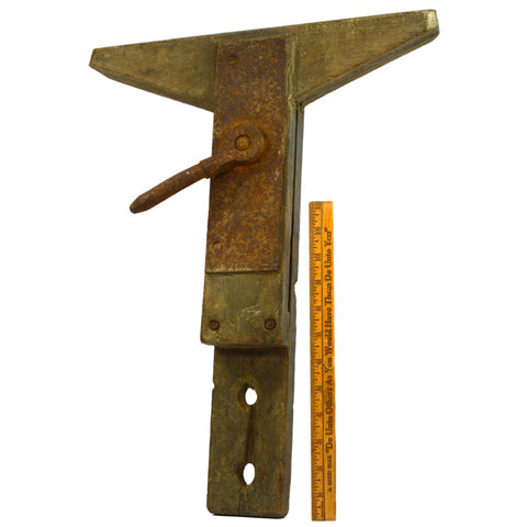 Antique WOODEN SAW VISE Bench Mounted WOOD&IRON Primitive SHARPENING-CLAMP TOOL