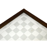 Vintage WOOD & FROSTED GLASS CHESS BOARD Checkers Game-Board with 1.75" SQUARES