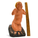 Vintage CAST IRON DOORSTOP Original Paint YAWNING BABY-KID by "M-L CORP" c.1931
