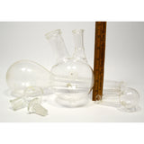 Mixed PYREX & KIMAX LAB GLASS Lot of 6 ROUND-BOTTOM FLASKS Pear 2-NECK Florence+