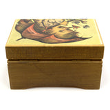 Vintage REUGE MUSIC BOX Stickered "EJB" Switzerland Made LITTLE GIRL w/ UMBRELLA