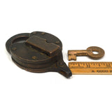 Antique HTF-RARE BRASS PADLOCK DL&W by "FRAIM" with Keyhole Cover & WORKING KEY!