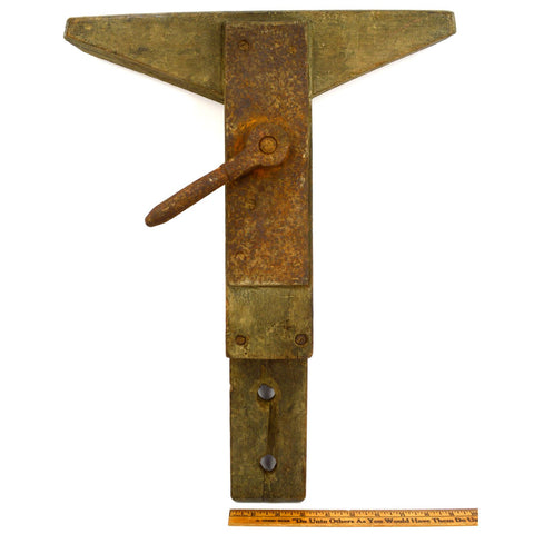 Antique WOODEN SAW VISE Bench Mounted WOOD&IRON Primitive SHARPENING-CLAMP TOOL