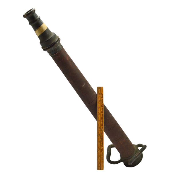 Antique EUREKA FIRE HOSE CO. NOZZLE 30" Wrapped Brass DATED 1905 Superb Patina!
