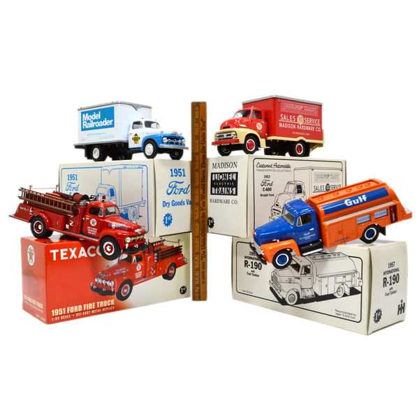 Lot of 4! FIRST (1st) GEAR DIECAST TRUCKS Gulf Tanker LIONEL TRAINS Texaco Fire+