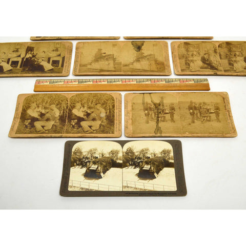 Antique STEREOSCOPE CARD Lot of 8 "UNDERWOOD" STEREOVIEWS Strohmeyer & Wyman WAR