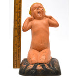 Vintage CAST IRON DOORSTOP Original Paint YAWNING BABY-KID by "M-L CORP" c.1931