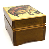 Vintage REUGE MUSIC BOX Stickered "EJB" Switzerland Made LITTLE GIRL w/ UMBRELLA