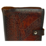 Vintage ITALIAN BIBLE COVER 8x11 Tooled Leather "SANTA BIBLIA" Snap Button "SM"