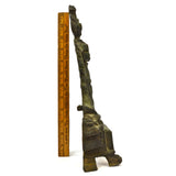 Antique SALVAGED BRASS ANDIRON FRONT (1-Piece Only) 13" Tall ART NOUVEAU FIREDOG