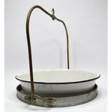VTG/Antique PORCELAIN PRODUCE TRAY-PAN-BOWL for Hanging Scale with HOOK & FRAME!