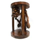 Vintage CARVED HARDWOOD TRIBAL PLANT STAND or 16" ACCENT TABLE Long-Neck Monster