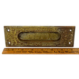 Antique CAST IRON DOOR HARDWARE Salvaged Ornate "LETTERS" PASS-THRU SLOT Patina!