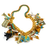 Rare! LUNCH AT THE RITZ "THE WORLD BRUNCH" CHARM BRACELET Eiffel Tower GLOBE ++