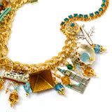 Rare! LUNCH AT THE RITZ "THE WORLD BRUNCH" CHARM BRACELET Eiffel Tower GLOBE ++