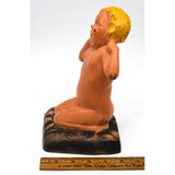 Vintage CAST IRON DOORSTOP Original Paint YAWNING BABY-KID by "M-L CORP" c.1931