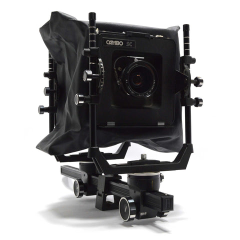 Vintage CAMBO 4X5 MONORAIL CAMERA w/ Wide Angle Bag & Extras! + CUSTOM WOOD CASE