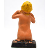 Vintage CAST IRON DOORSTOP Original Paint YAWNING BABY-KID by "M-L CORP" c.1931