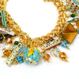 Rare! LUNCH AT THE RITZ "THE WORLD BRUNCH" CHARM BRACELET Eiffel Tower GLOBE ++