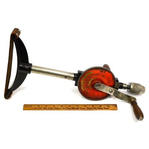 Vintage GOODELL-PRATT No. 677 TWO-SPEED RATCHETING BREAST DRILL Bit Brace c.1923