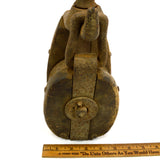Antique SNATCH BLOCK & TACKLE Wood & Iron SINGLE 4" WHEEL Farm/Country Decor BIG