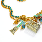 Rare! LUNCH AT THE RITZ "THE WORLD BRUNCH" CHARM BRACELET Eiffel Tower GLOBE ++