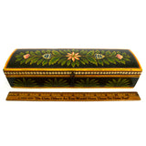 Vintage HAND-PAINTED FOLK ART BOX Homemade TRINKET CHEST Floral-Leaf Motif AAFA?