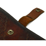 Vintage ITALIAN BIBLE COVER 8x11 Tooled Leather "SANTA BIBLIA" Snap Button "SM"