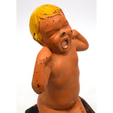 Vintage CAST IRON DOORSTOP Original Paint YAWNING BABY-KID by "M-L CORP" c.1931