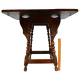 Antique HARDWOOD DROP-LEAF SIDE/END TABLE Turned GATE LEG Lamp/Plant Stand c19th