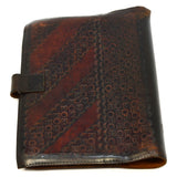 Vintage ITALIAN BIBLE COVER 8x11 Tooled Leather "SANTA BIBLIA" Snap Button "SM"