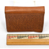 Vintage COWHIDE LEATHER CASE by "WARNER PRODUCTS OF HOLLYWOOD" Odd CRYPTIC MOTIF