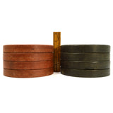 Vintage SPORTCRAFT SHUFFLEBOARD DISC Set of 8 in HOMEMADE WOOD CADDY / CARRIER