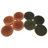 Vintage SPORTCRAFT SHUFFLEBOARD DISC Set of 8 in HOMEMADE WOOD CADDY / CARRIER