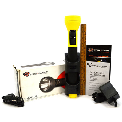 New! STREAMLIGHT No. SL-20XP-25183 FLASHLIGHT Yellow LED/HALOGEN Rechargeable!