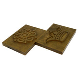 Vintage SOLID BRASS LETTERPRESS SYMBOLS Lot of 2 PRINTER'S BLOCKS Flower & Crown